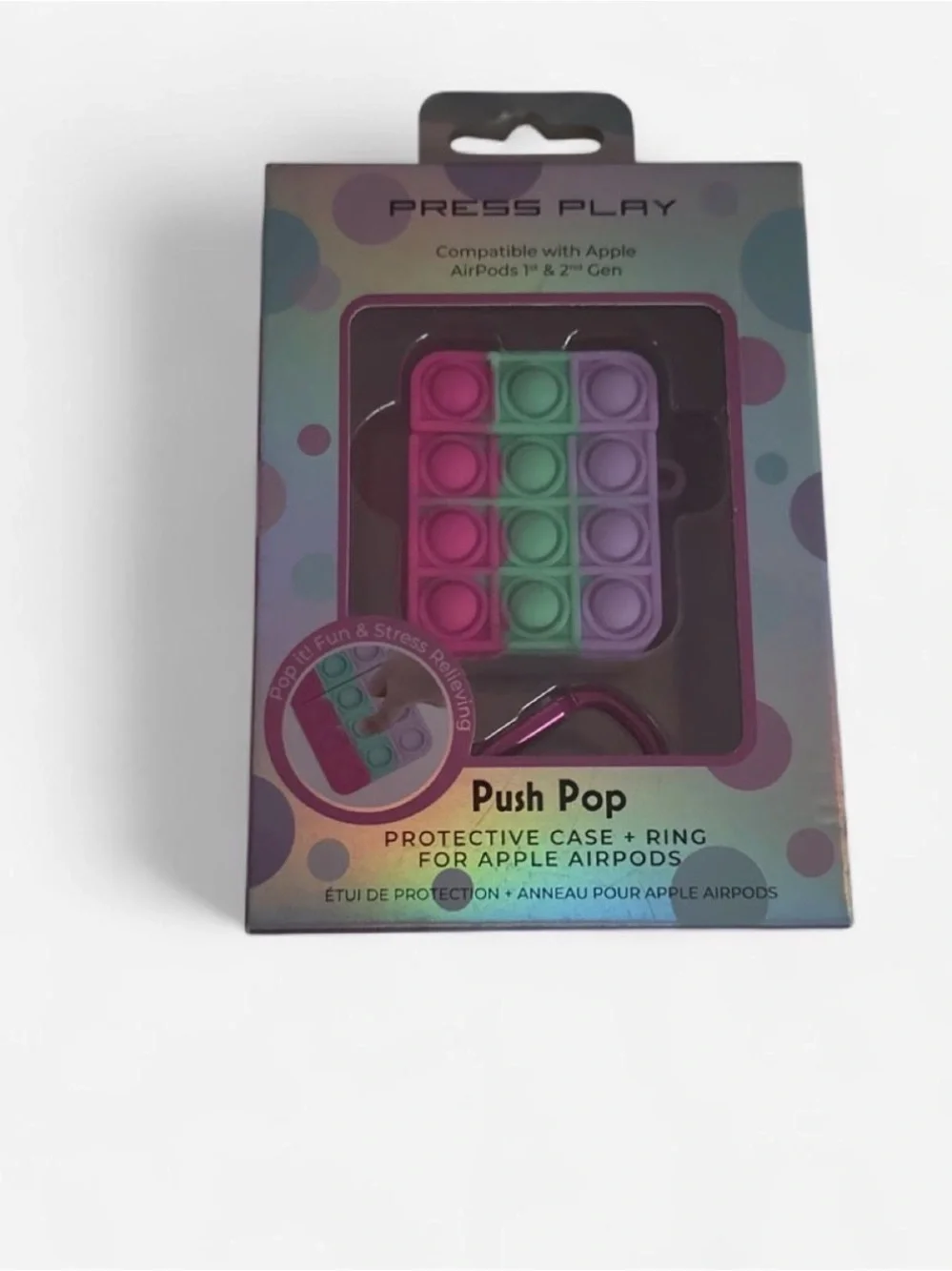 Push Pop Protective Case for Apple AirPods - Pink/Green/Purple